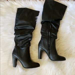 Black calf high boots